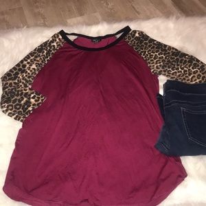 Leopard Baseball Tee XL